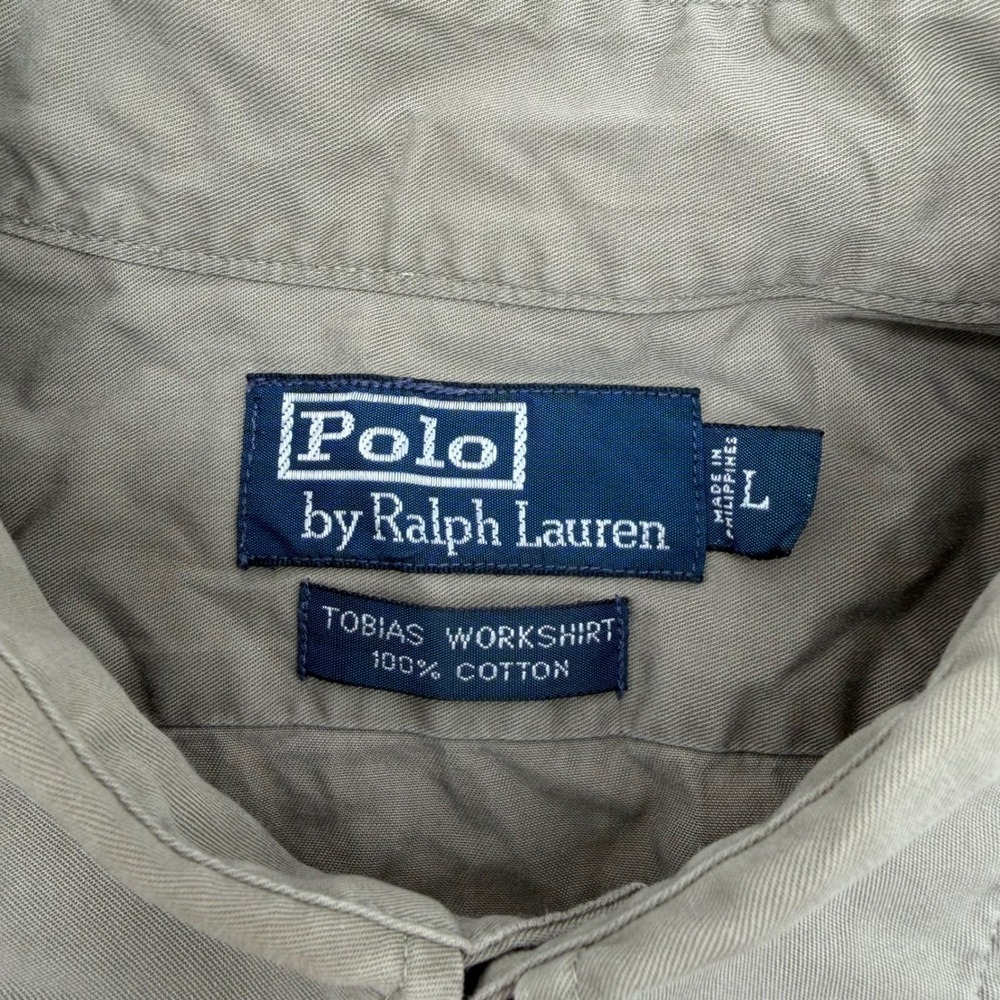 Polo Ralph Lauren Tobias Workshirt Large Tan Camp Cotton Utility Button Up - Picture 2 of 6